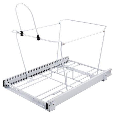 Hardware Resources Double 35 Quart White Wire Bottom-Mount Trashcan Pullout CAN-EBMDW-R